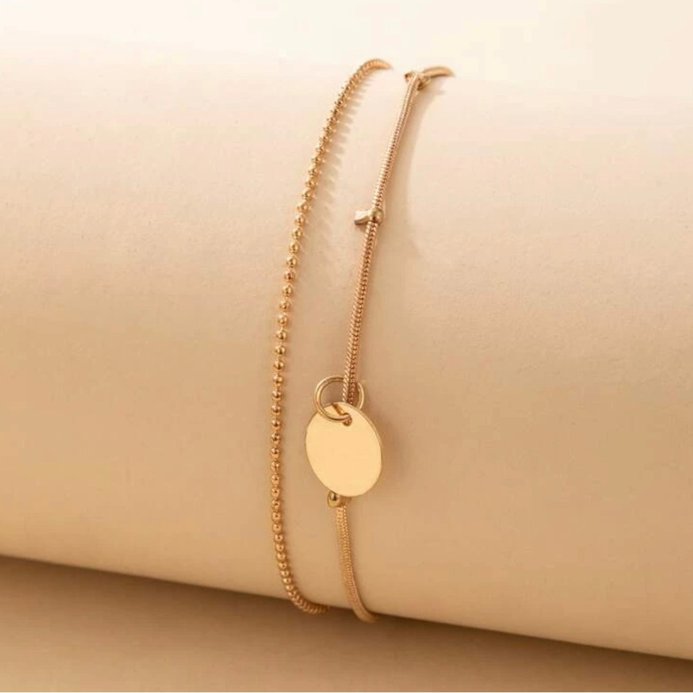 Gold Disc Layered Anklets - Picture 2 of 3